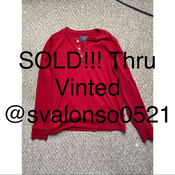 Abercrombie & Fitch Red Long Sleeve Tee with Black Logo - Picture 1 of 1
